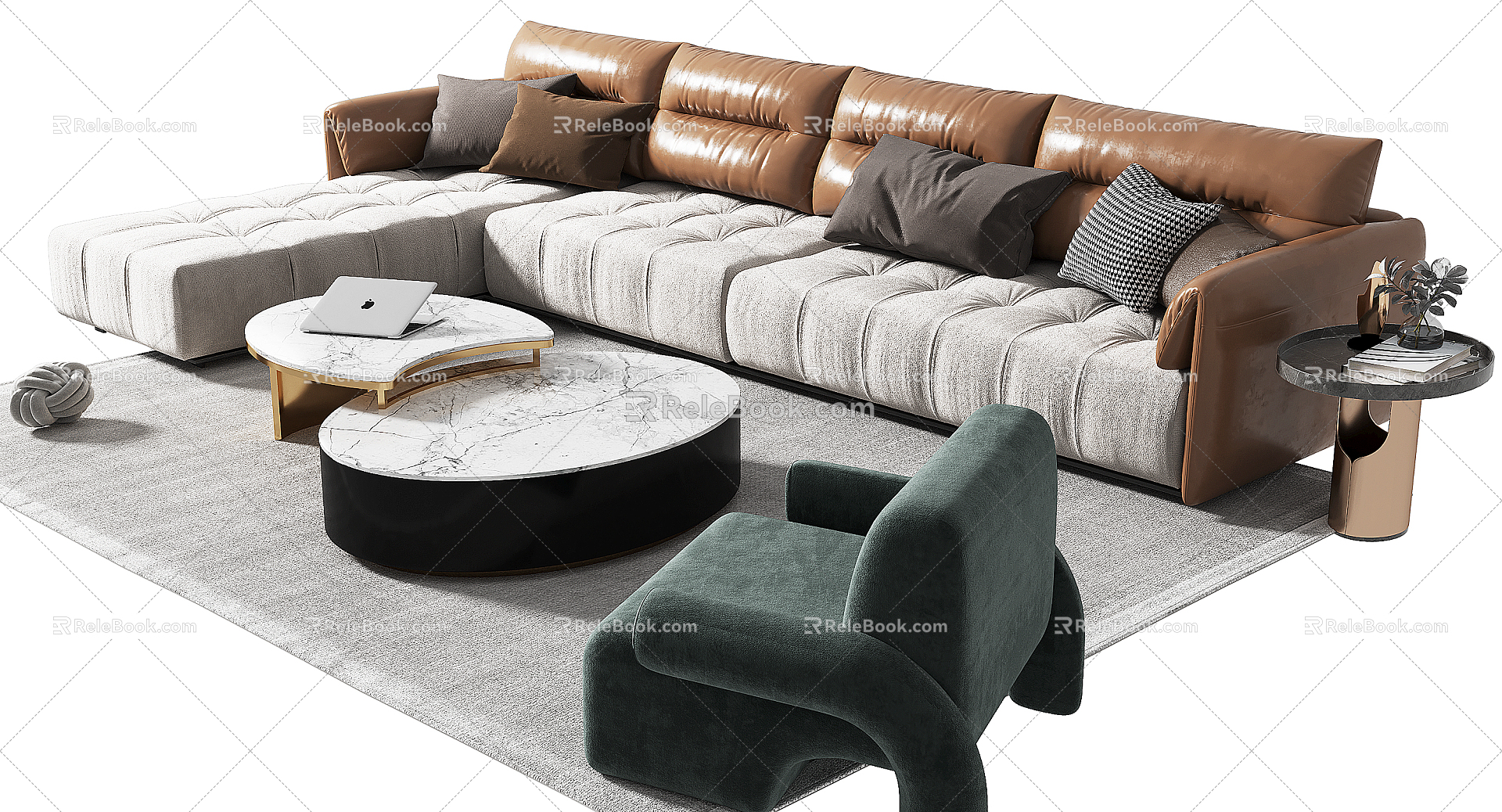 Modern sofa coffee table combination 3d model