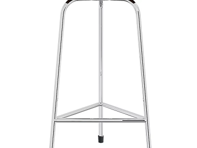 Modern Silver Metal Stool With Stable Frame And Black Non Slip Feet 3d model