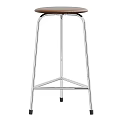 Modern Silver Metal Stool With Stable Frame And Black Non Slip Feet