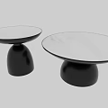 Modern Round Side Tables with Black Bell Shaped Bases and White Tabletop 3d model
