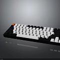 Mechanical Keyboard With Black White Design And Orange Accent Key For Office And Gaming Use