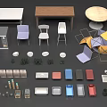 Kitchen Appliances In Modern Design With Wooden Tables Colorful Chairs And Tableware