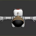 White Astronaut Suit Equipment With Black Helmet And Gold Accents Design