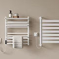 Modern White Wall Mounted Bathroom Accessories With Towel Rack And Shelf