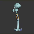 Cartoon Fantasy Creature Character 3D Model With Blue Body Yellow Torso And Long Limbs