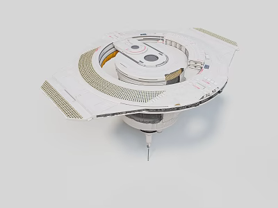 Futuristic Space Station Structure With Circular Design Multi Layer Platform Solar Panels And Support Base 3d model