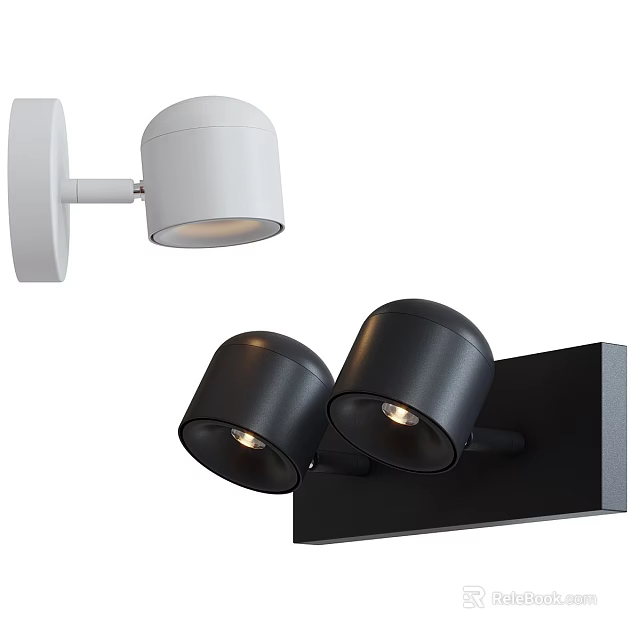 Modern Wall Mounted Lamps With White Single Head And Black Double Head Design 3d model