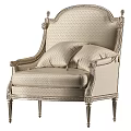 Elegant Classical Single Chair With Carved Armrests Decorative Legs And Upholstered Fabric Cushions