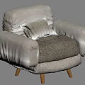 Light Beige Single Sofa With Cozy Pillow Soft Fabric And Wooden Legs Design