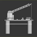 Industrial Offshore Platform Model With Crane Radar And Elevated Support Pillars