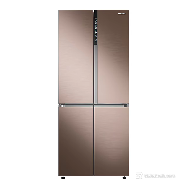 Modern Cross Door Refrigerator With Metallic Golden Brown Finish And Sleek Design 3d model 