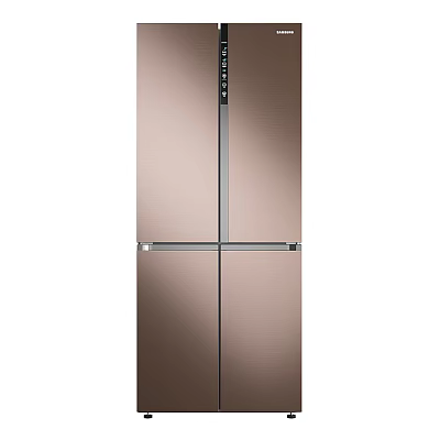 Modern Cross Door Refrigerator With Metallic Golden Brown Finish And Sleek Design 3d model