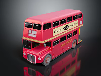 Red Double Decker Bus with Cream Tea and Bakery Sign and Global Treats Graphics 3d model