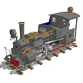 Vintage Steam Train Locomotive With Chimney And Headlamp On Tracks