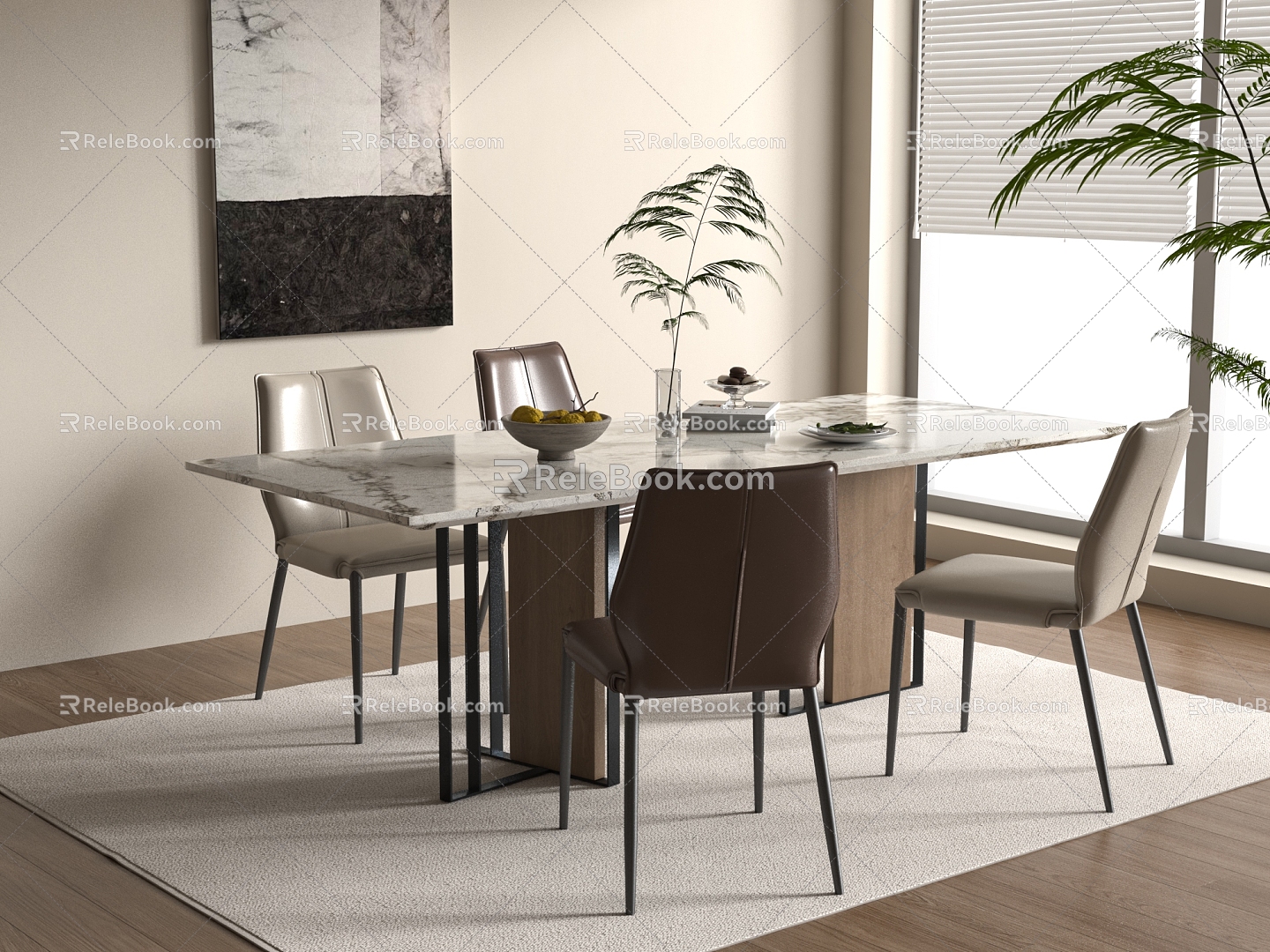 Modern Dining Table Chair Combination Dining Table Chair 3d model