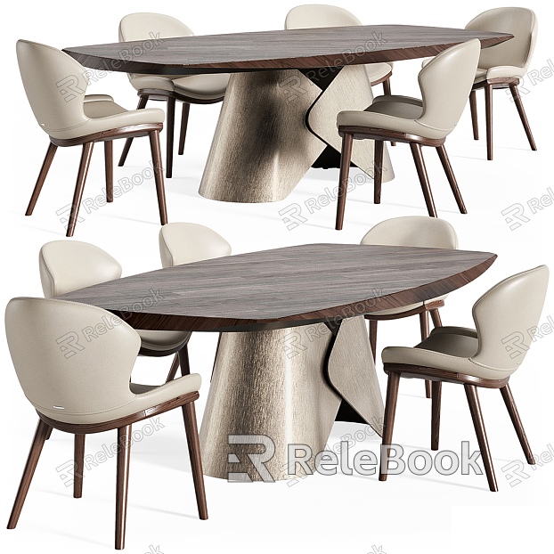 Light dining table and chair combination model