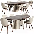 Light dining table and chair combination 3d model