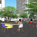 Modern Commercial Complex with High-Rise Towers Connected Structures Low-Rise Buildings and Green Spaces