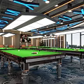 Modern Billiards Room Interior With Pool Tables And Stylish Lighting 3d model