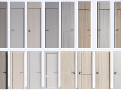 Modern Hinged Doors With Various Wood Grain Patterns And Neutral Color Choices For Home Use 3d model