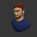 Man With Red Hair Red Beard And Green Eyes Wearing Blue Shirt 3D Bust Model