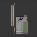 Indoor Storage Area Scene With Brown Frame Window Curtains Black Metal Cart Green Filing Cabinet And Silver Desk Lamp