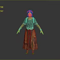 Traditional Green And Yellow Costume With Decorative Belt Headpiece And Embroidery Patterns