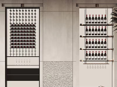 Modern Wine Cabinet With Glass Door And Metal Frame Holding Wine Racks And Bottles 3d model