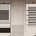 Modern Wine Cabinet With Glass Door And Metal Frame Holding Wine Racks And Bottles