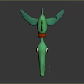 Green Cartoon Crocodile Game Movie Character With Open Mouth Spiked Back And Red Ring Detail