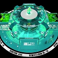 Digital Twin Smart City 3D Model Circular Structure With IoT Data Center Green Tech Elements