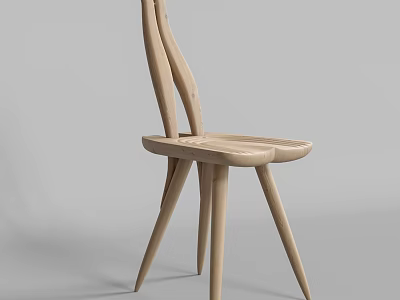 Stylish Wooden Single Chair Featuring Modern Minimalist Design And Tapered Legs 3d model