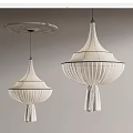 Elegant White Ceiling Pendant Lights With Woven Fringe And Circular Base 3d model