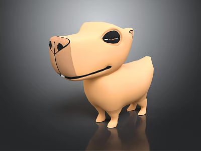 Cute Light Beige Animal Shaped Plush Toy With Black Eyes And Simple Design 3d model