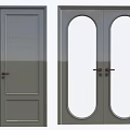 Modern Gray Hinged Doors With Single Double Panel And Arched Glass Design 3d model