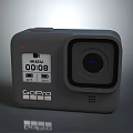 GoPro Action Camera With Digital Screen Displaying 0008 Time And Sleek Design 3d model