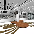 Modern Cinema Interior Design With Ticket Office Counter Movie Posters And Seating Area