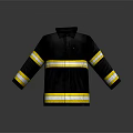 Firefighter Protective Jacket Black With Yellow White Stripes And Collar Design