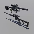 Tactical Sniper Rifles With Long Barrels And Scopes On Gray Background