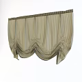 Beige Vertical Striped Curtains With Pleated Top Short Window Treatment Design