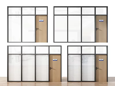 Various Glass Door Styles With Wooden Panels Black Frames And Glass Types 3d model