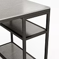 Modern Desk With Gray Marble Top And Black Metal Frame Lower Shelf