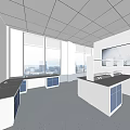 Modern Laboratory Interior Design With Open Layout Lab Benches Cabinets And Large Windows 3d model