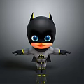 Cute Cartoon Batman Character With Blue Eyes Gray Costume Yellow Bat Symbol And Black Cape