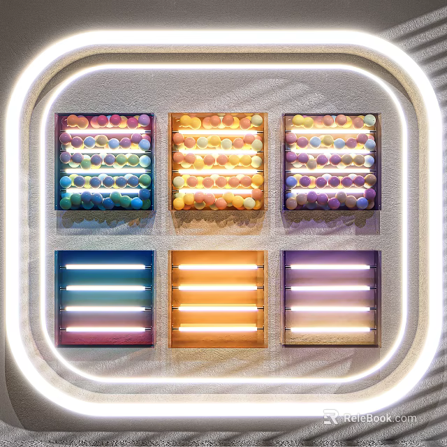 Road Traffic Control Panels With Colored Buttons And LED Light Strips In White Frame 3d model 