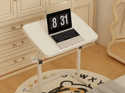 Modern White Side Table with Adjustable Height Practical for Laptop at Home 3d model