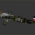 Vintage Camouflage Biplane Model With Red White Blue Wings Orange Propeller And Small Wheels
