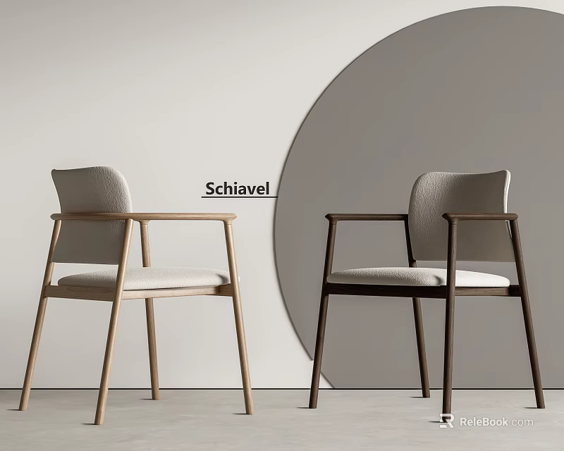Schiavel Modern Dining Chairs With Wooden Frame Armrests And Light Dark Tones 3d model 