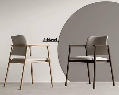 Schiavel Modern Dining Chairs With Wooden Frame Armrests And Light Dark Tones 3d model
