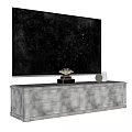 White TV Stand With Large Screen TV Drawers Cabinets And Decorative Items
